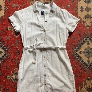 Abercrombie & Fitch White Linen-Blend Shirt Dress
